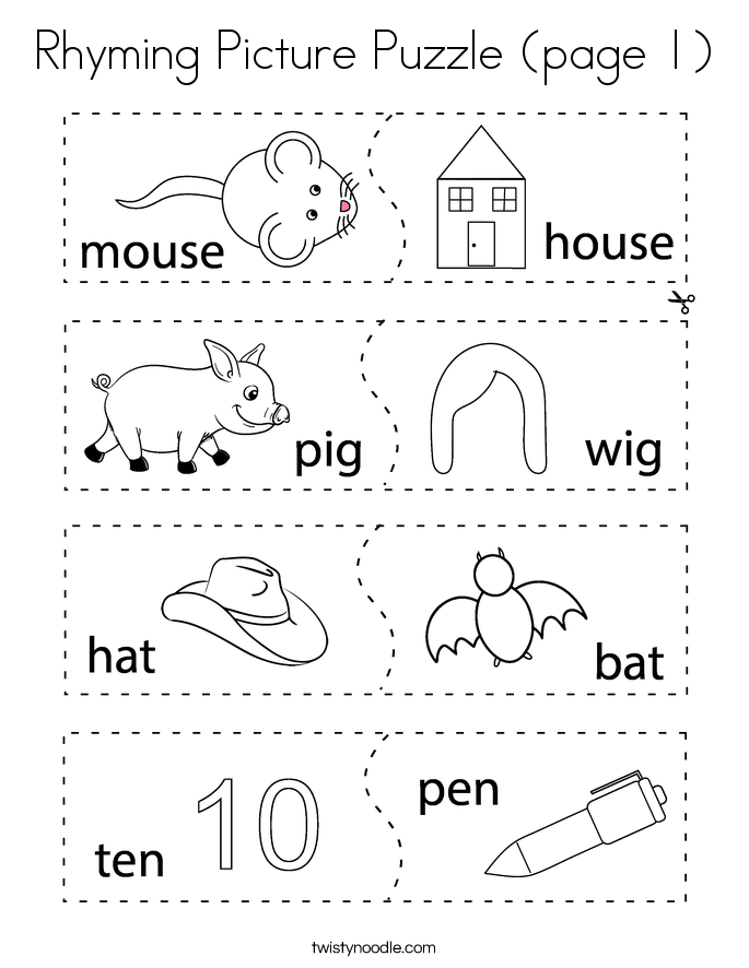 Rhyming Picture Puzzle (page 1) Coloring Page