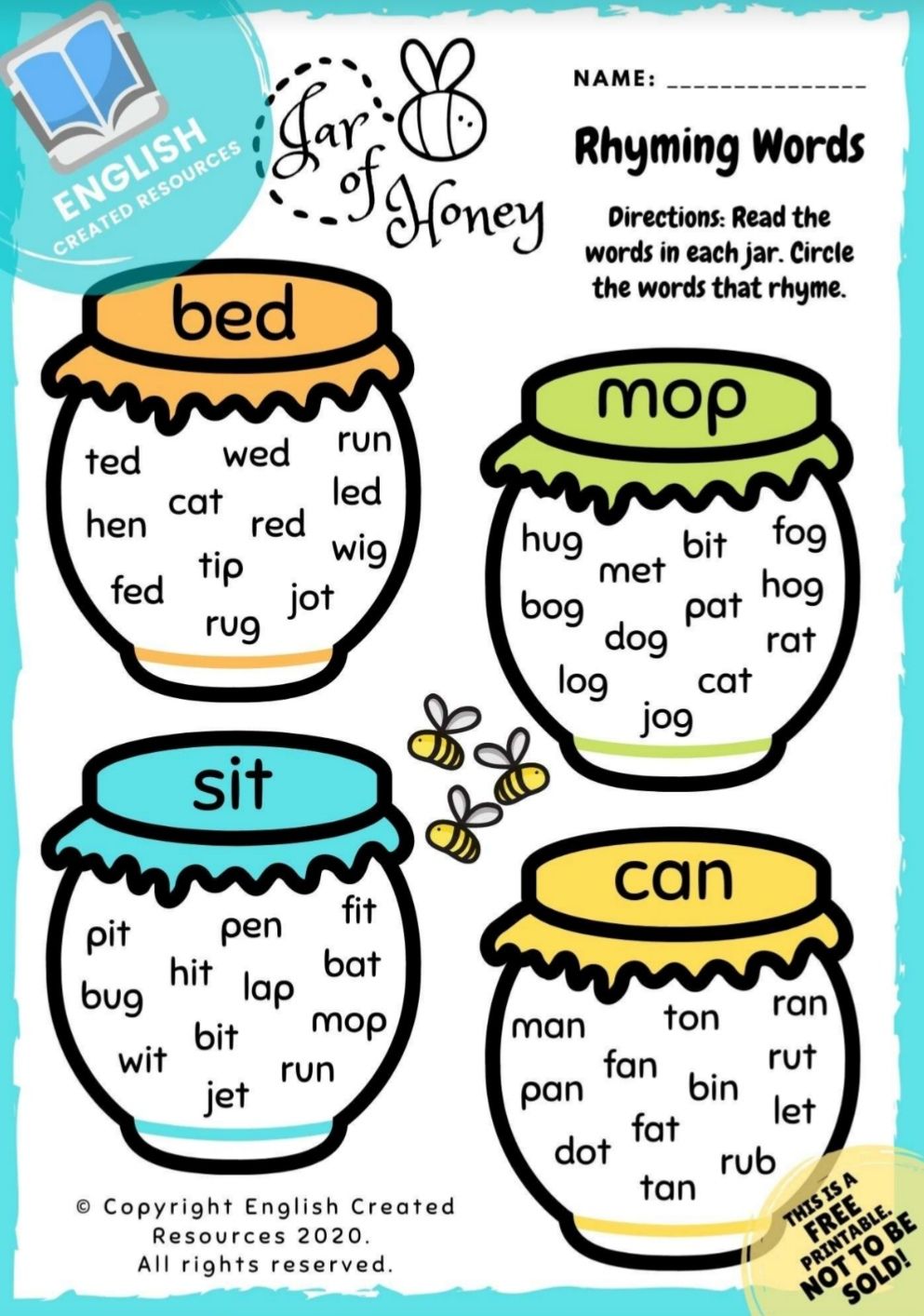 Rhyming words worksheets