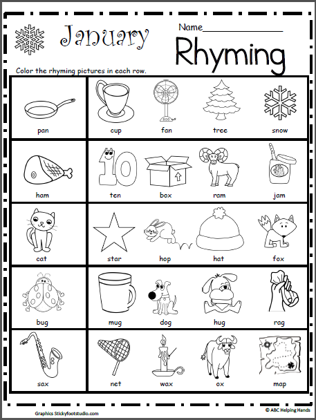 Rhyming Worksheet for January | Made By Teachers