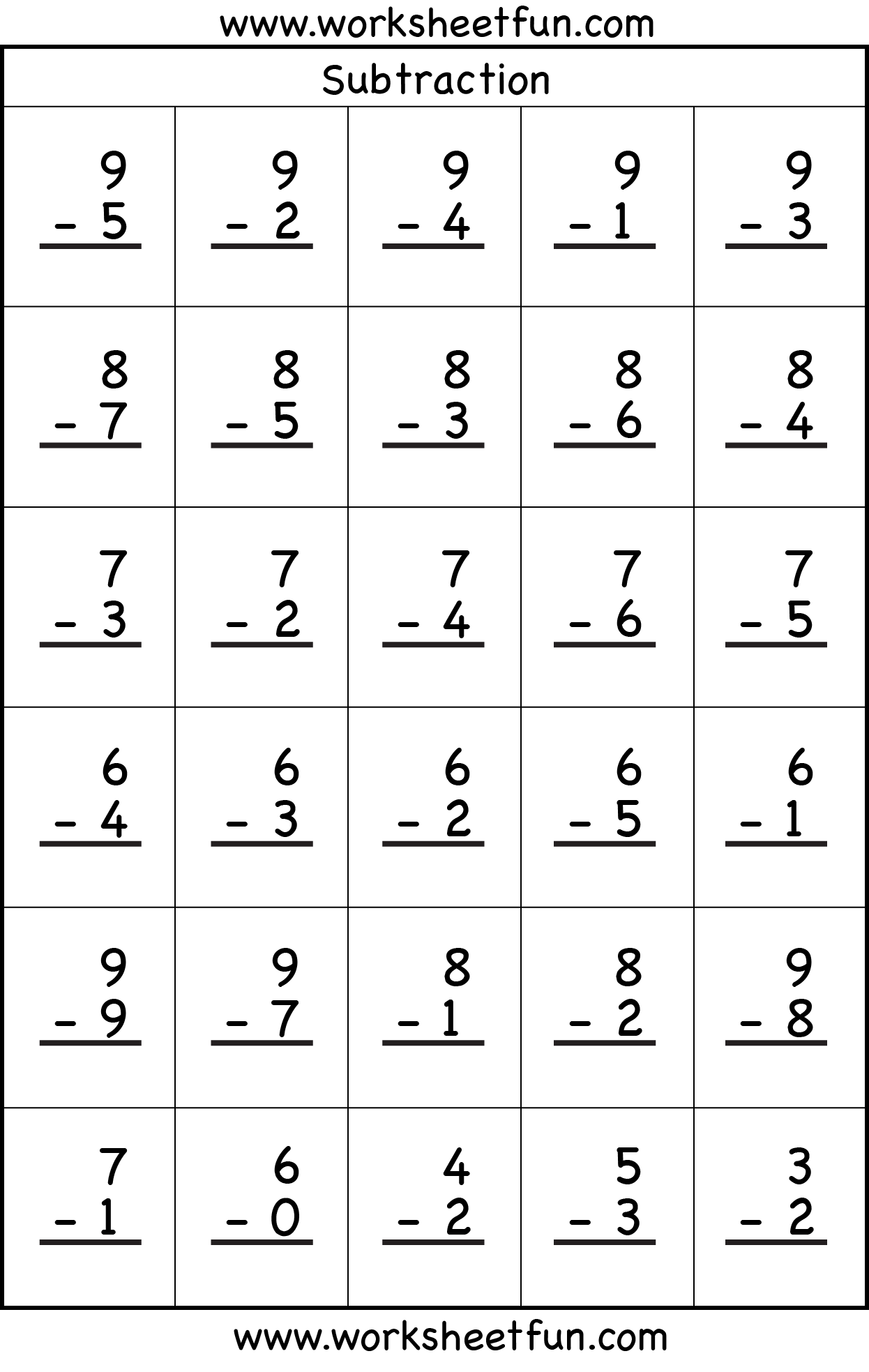 Subtraction – 2 Worksheets / FREE Printable Worksheets