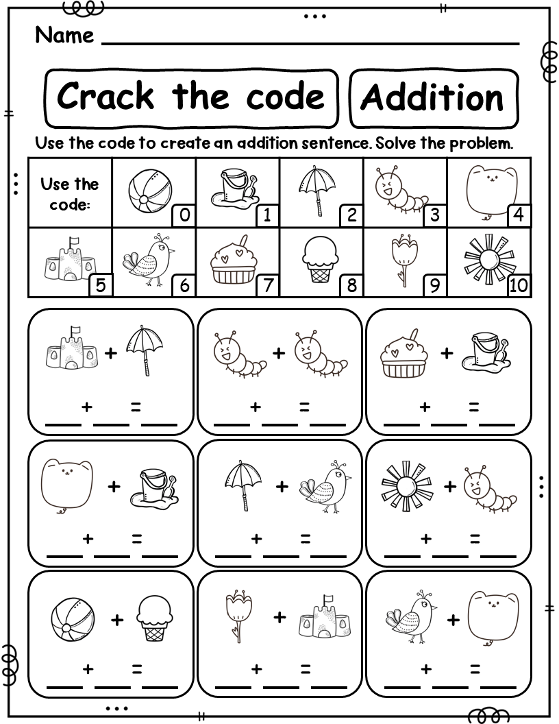 Summer crack the code Math addition and subtraction