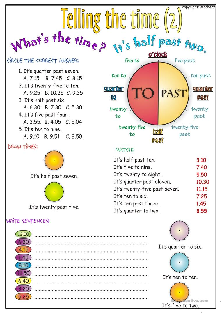 Telling the time worksheet part 2