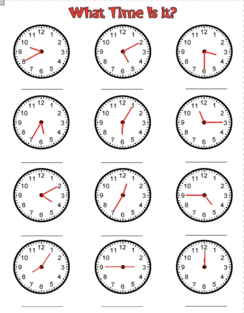 Telling time worksheets