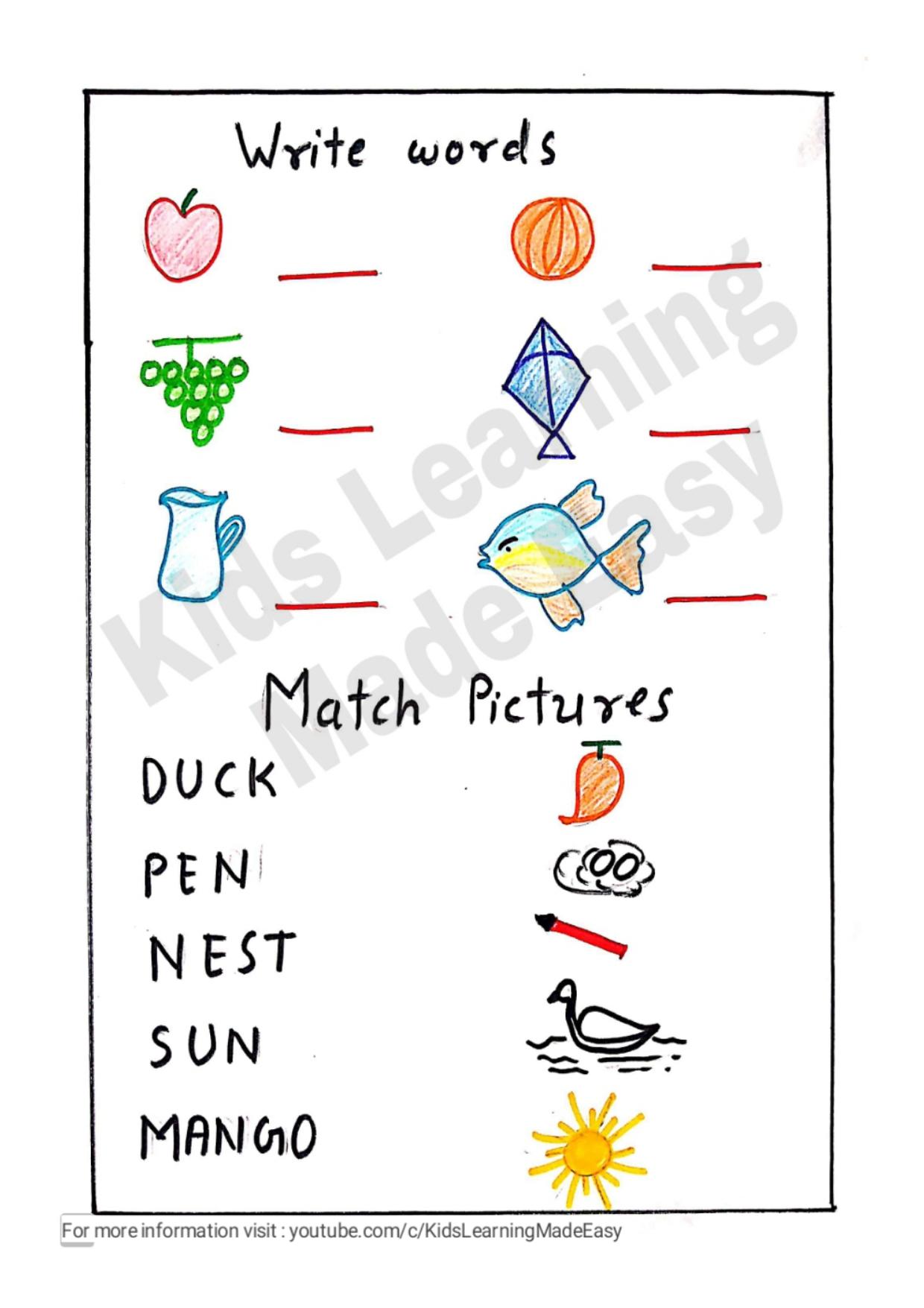 UKG Worksheets English Part 1